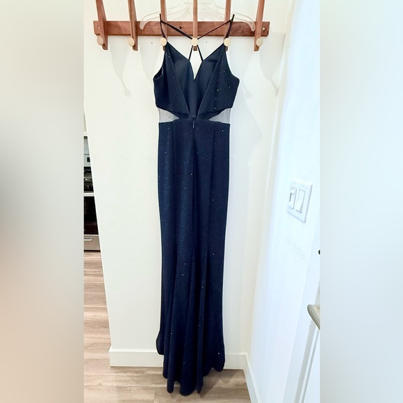 Navy Sparkly Dress with Side Cutouts Size 9 - Picture 4 of 7